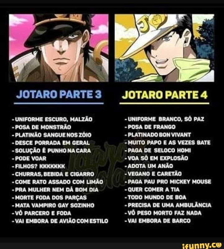 Star Platinum Anime da Anime da Anime da Parte 3 Parte 4 Parte 6 - iFunny  Brazil