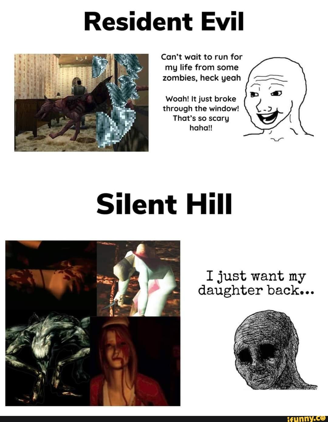 EvilHazard  Resident Evil & Survival Horror on X: #residentevil  #biohazard #leon #capcom #survivalhorror #terror #zumbi #zombie #action # memes #funny #Playstation #xboxone #residentevil4 #evilhazad   / X