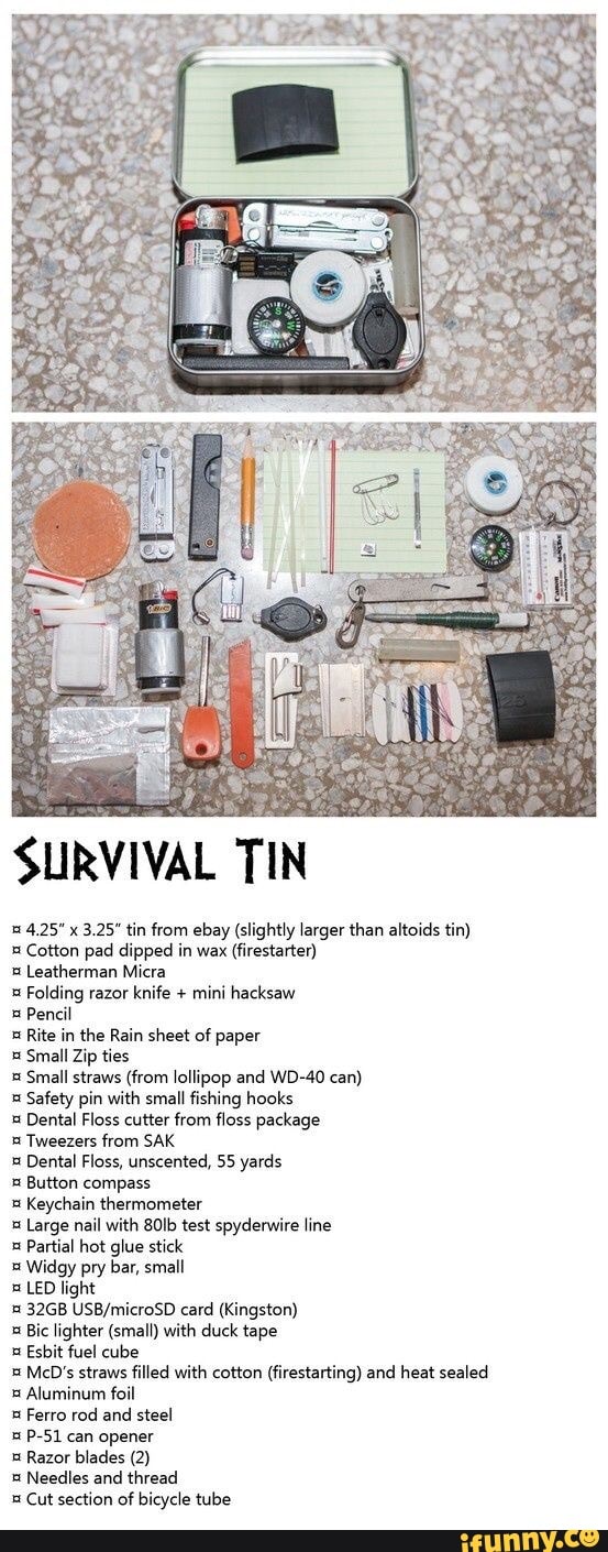 SURVIVAL TIN 4.25 x 3.25 tin from  (slightly larger than altoids tin)  Cotton pad dipped
