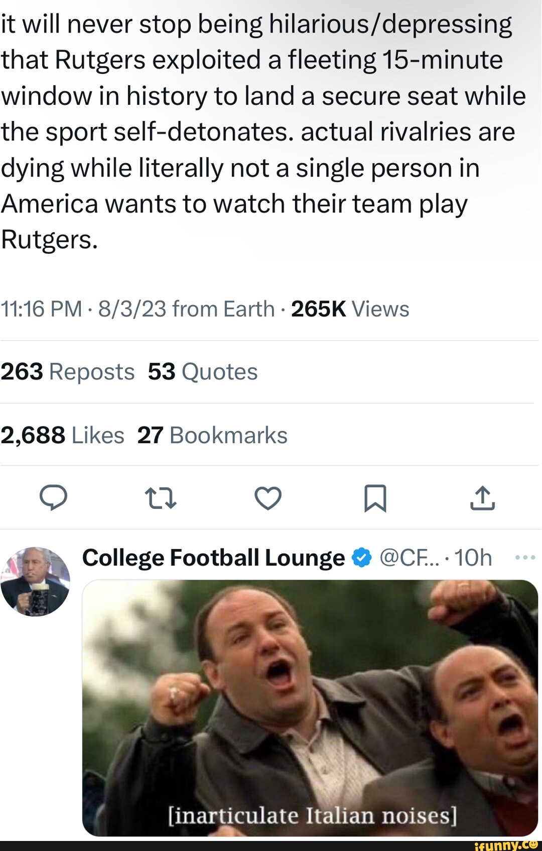 The Rutgers Football Experience via Memes - Off Tackle Empire