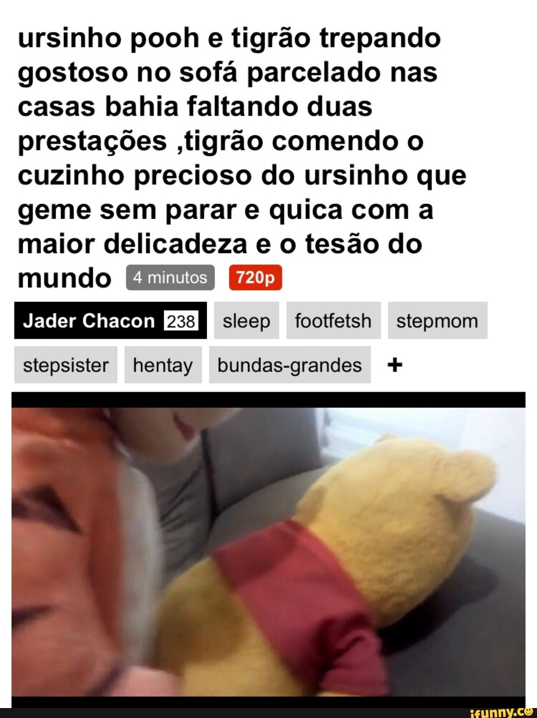 Ursinho pooh e tigrão trepando gostoso no sofá parcelado nas casas bahia  faltando duas prestações ,tigrão