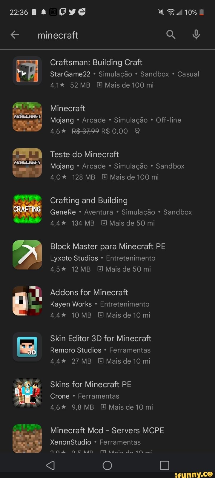 CORRAM, MINECRAFT DE GRAÇA 2240 Minecraft ha, Mojang Compras no app 4,6% I 4
