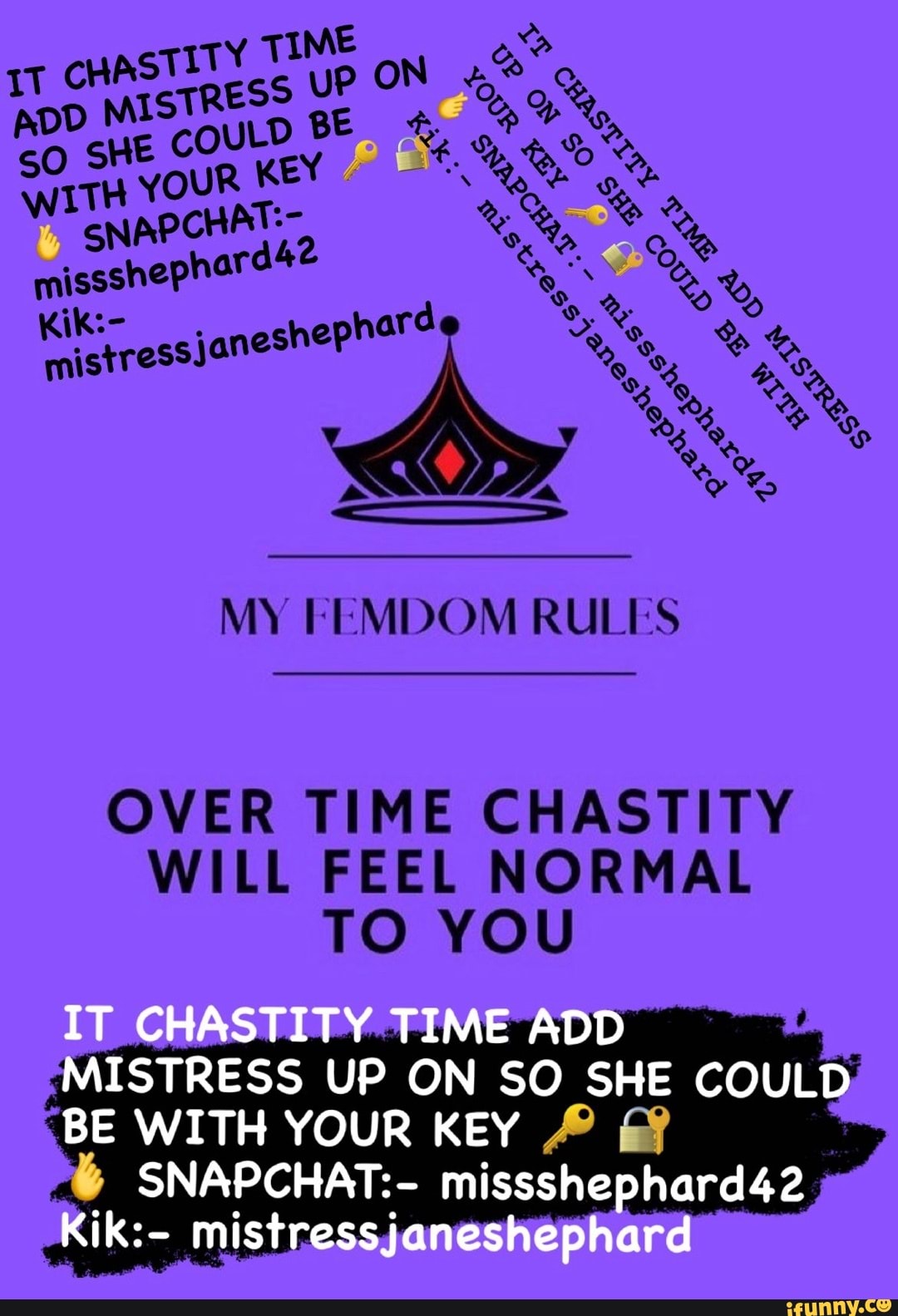 STRESS UP ON HAT: hard mistressjanesneP MY MMIDOM RULES OVER TIME CHASTITY  WILL FEEL NORMAL TO