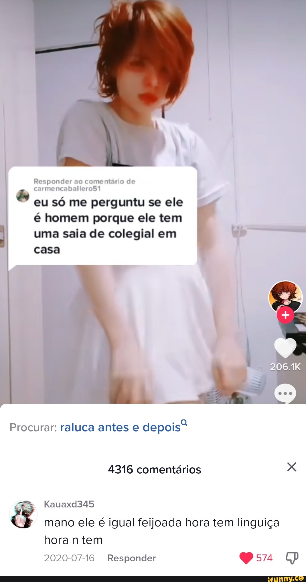 Responder ao comentário de rr bal dy casa eu só me perguntu se ele é homem