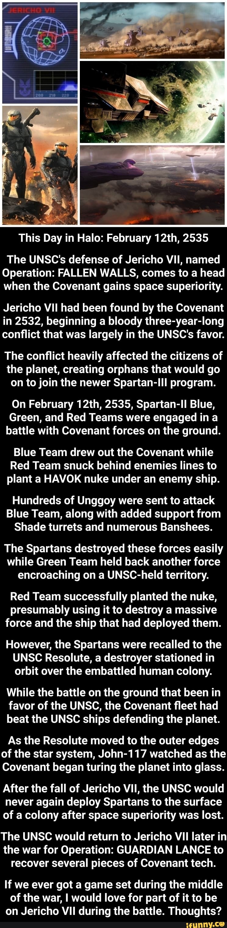 This Day in Halo February 12th, 2535 The UNSC's defense of Jericho VII