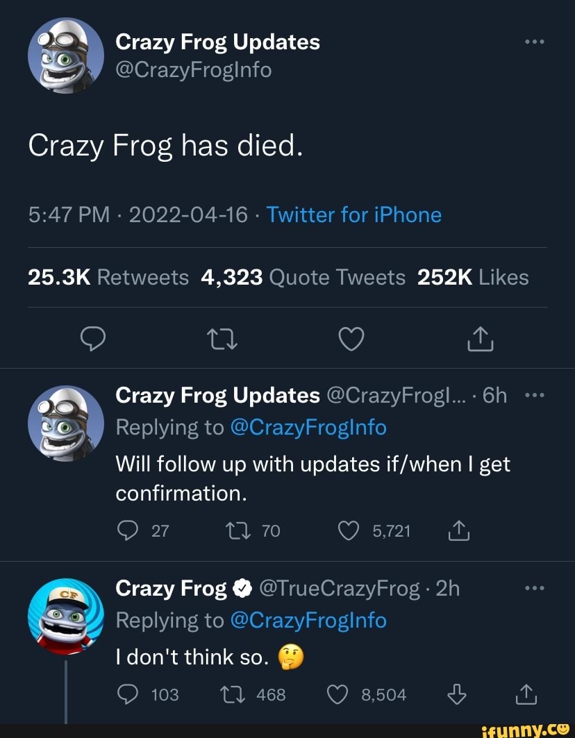 Crazy Frog' Twitter Account Reports Getting Death Threats Over Upcoming NFT