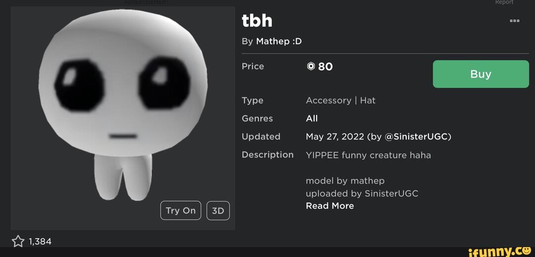 1,384 tbh By Mathep :D Price Type Genres Updated Description REpOrt Buy 80  Accessory I Hat
