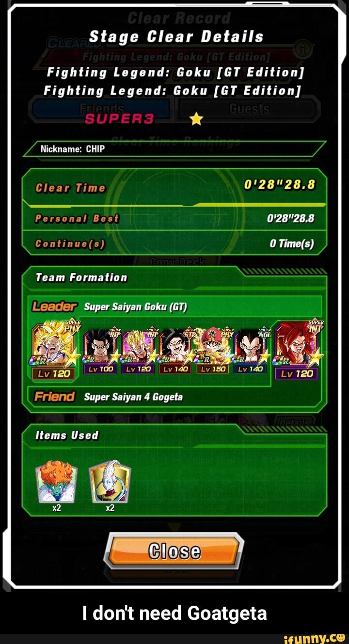 Stage Clear Details Fighting Legend Goku GT Edition Fighting