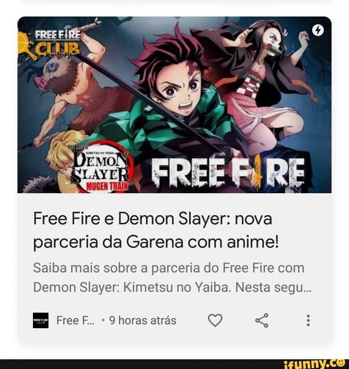 Free Fire e Demon Slayer: Garena e anime fazem parceria de colaboração