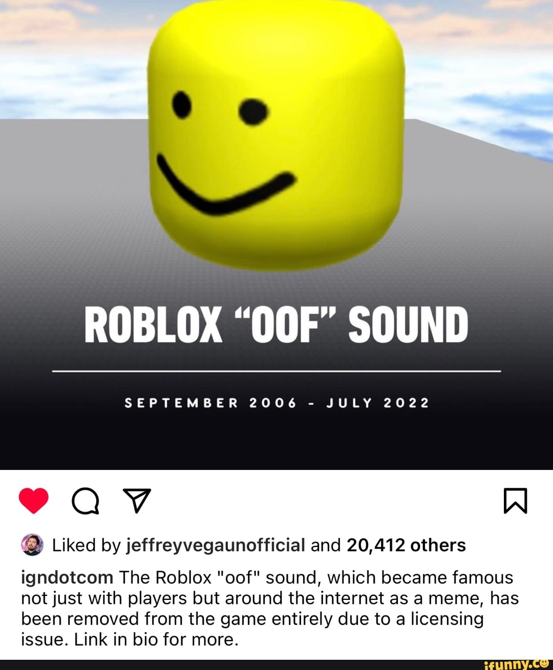 Roblox Oof Sound Being Removed Today Due to Licensing Dispute