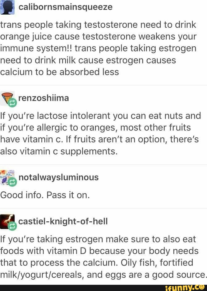 Calibornsmainsqueeze trans people taking testosterone need to drink