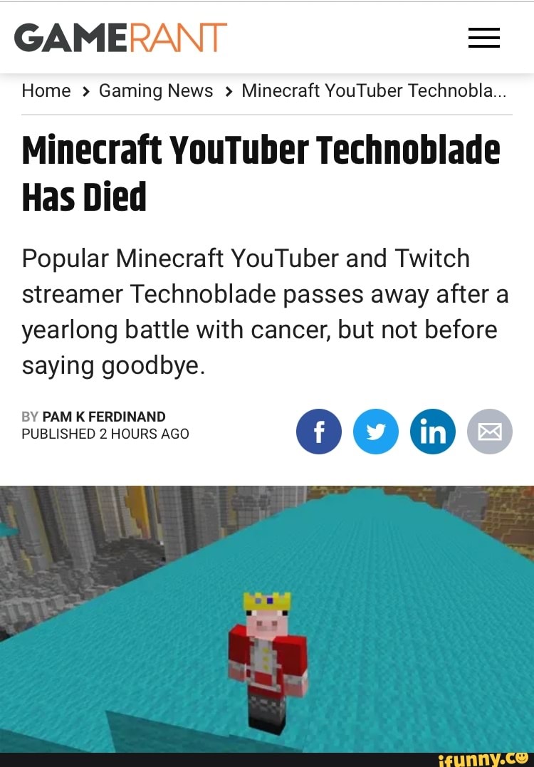 Technoblade,' Minecraft gamer and  star, dies of cancer