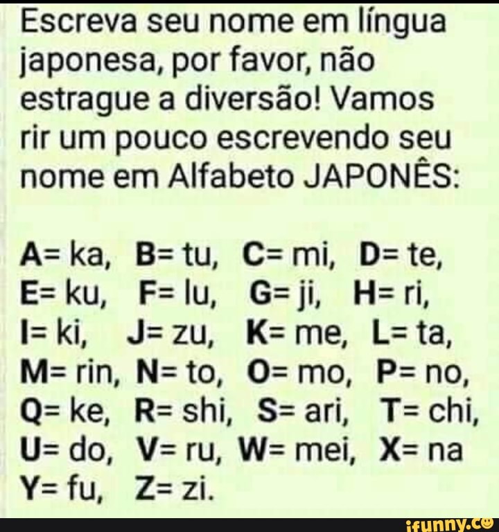 Como seria seu nome em japones? - iFunny Brazil