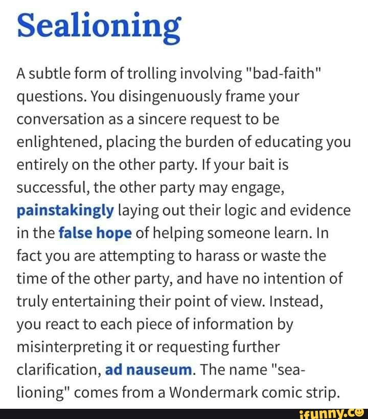 Nati Ⓥ (they/them) on X: This extends to concern trolling aka  sealioning as well as belittling and/or mocking protestors. You pull that  shit on my content - take the L and get