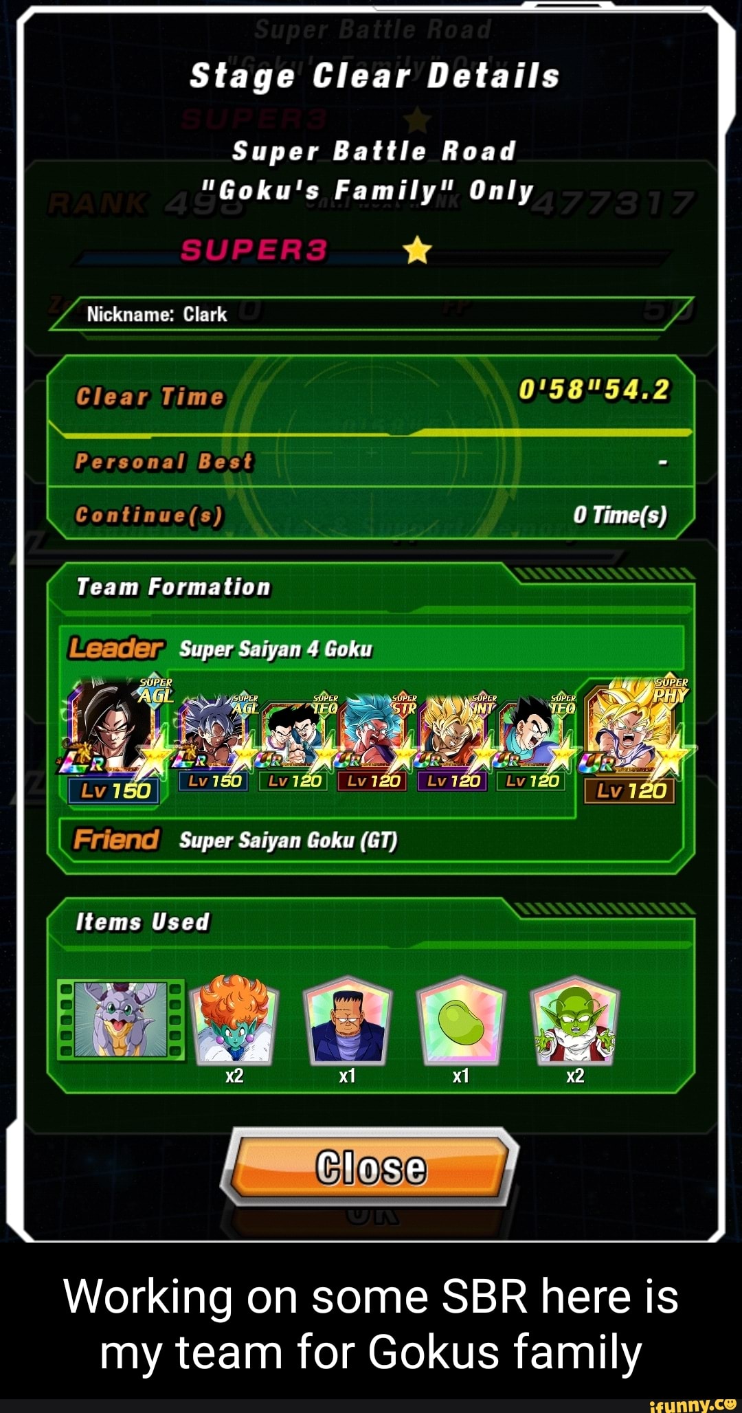 Stage Clear Details Super Battle Road