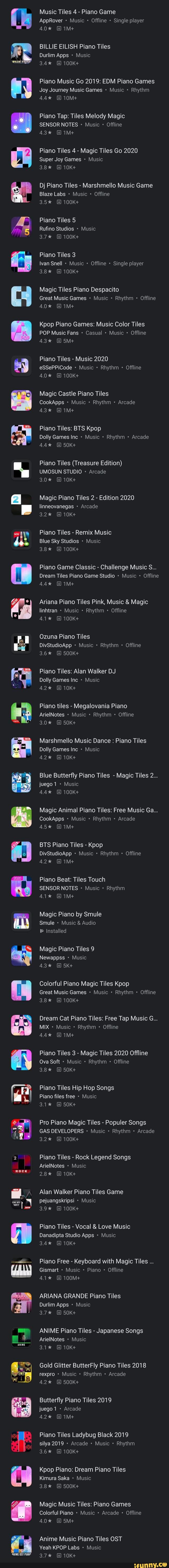 Music Tiles 4 - Piano Game AppRover Music Offline Single player BILLIE  EILISH Piano Tiles Durlim Apps