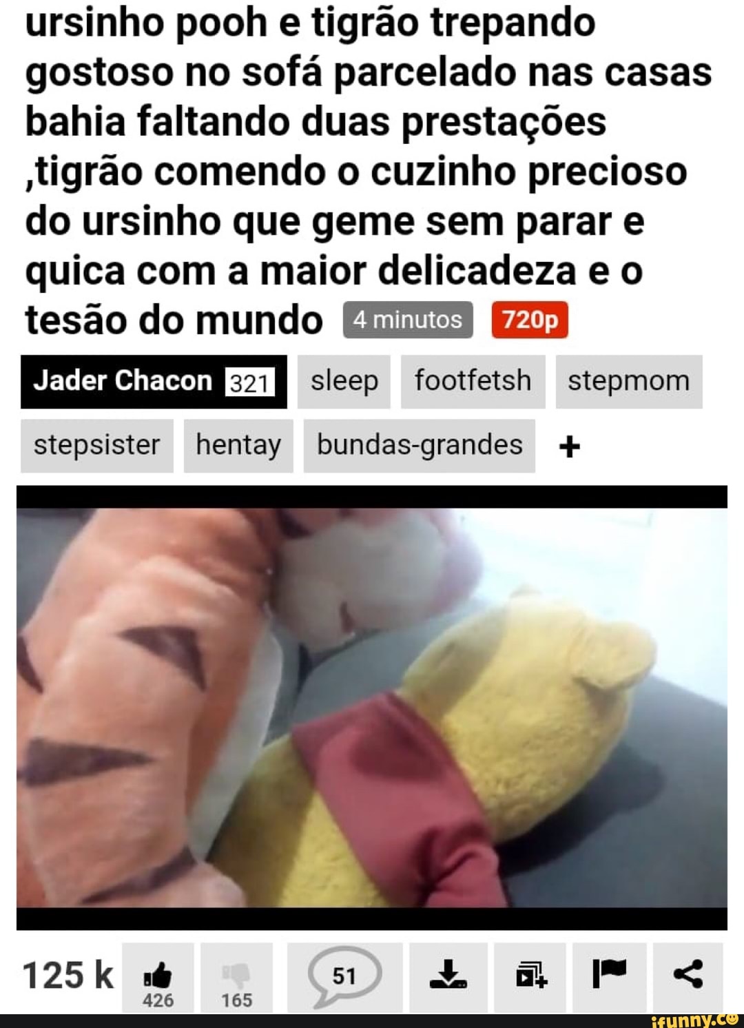 Ursinho pooh e tigrão trepando gostoso no sofá parcelado nas casas bahia  faltando duas prestações tigrão