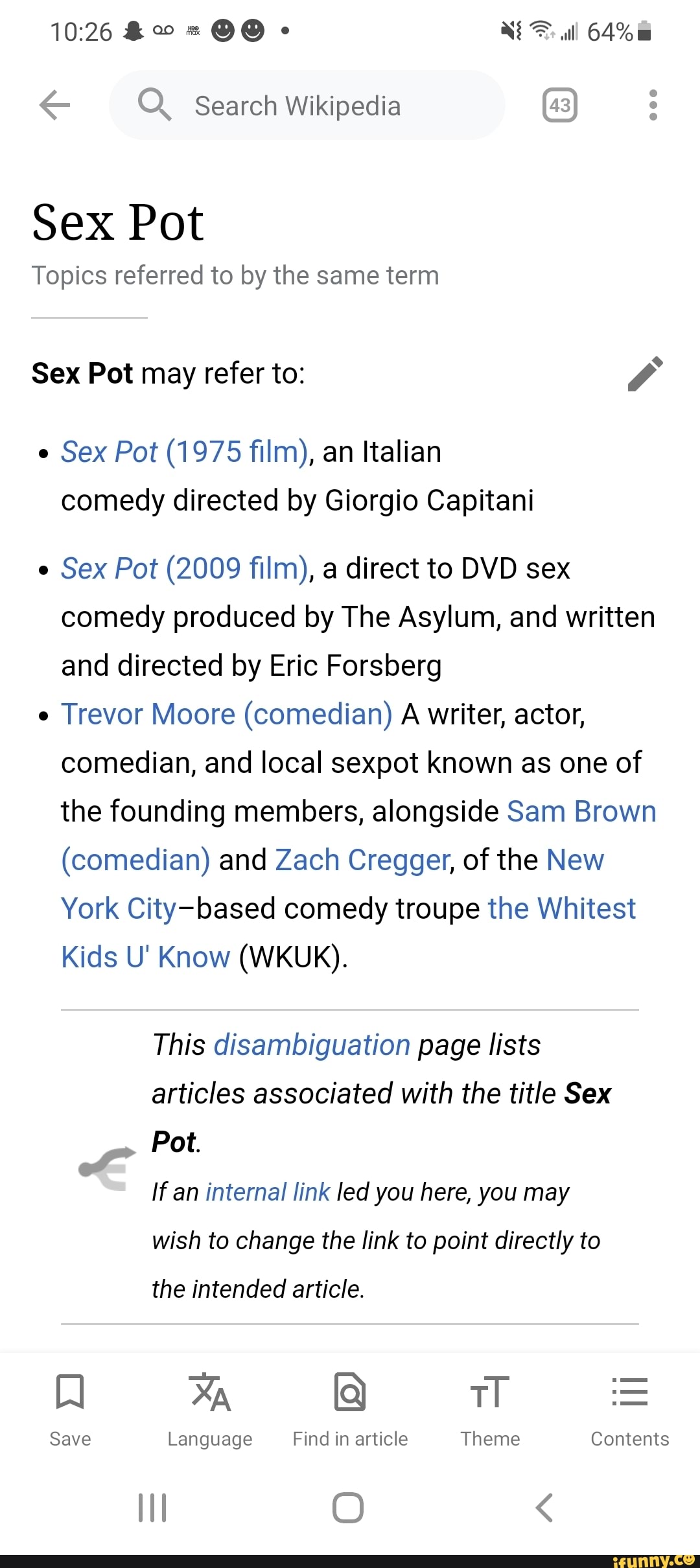 Search Wikipedia Sex Pot Topics referred to by the same term Sex Pot may  refer to: