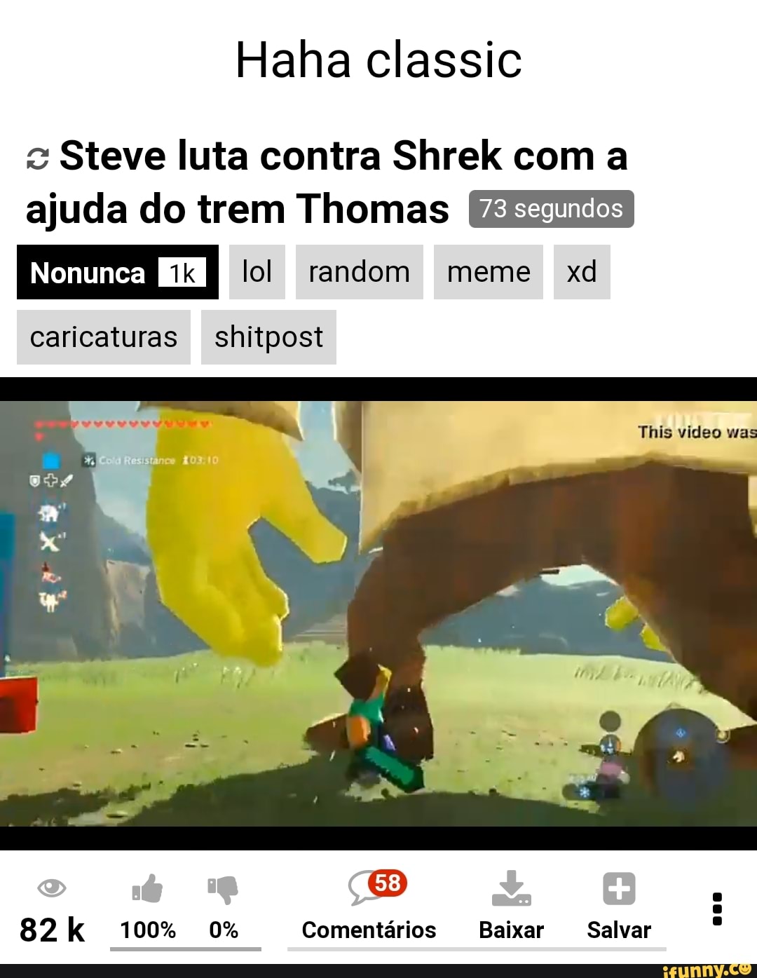 Preciso falar mais algo? Steve luta contra Shrek com a ajuda do trem Thomas  Nonunca lol