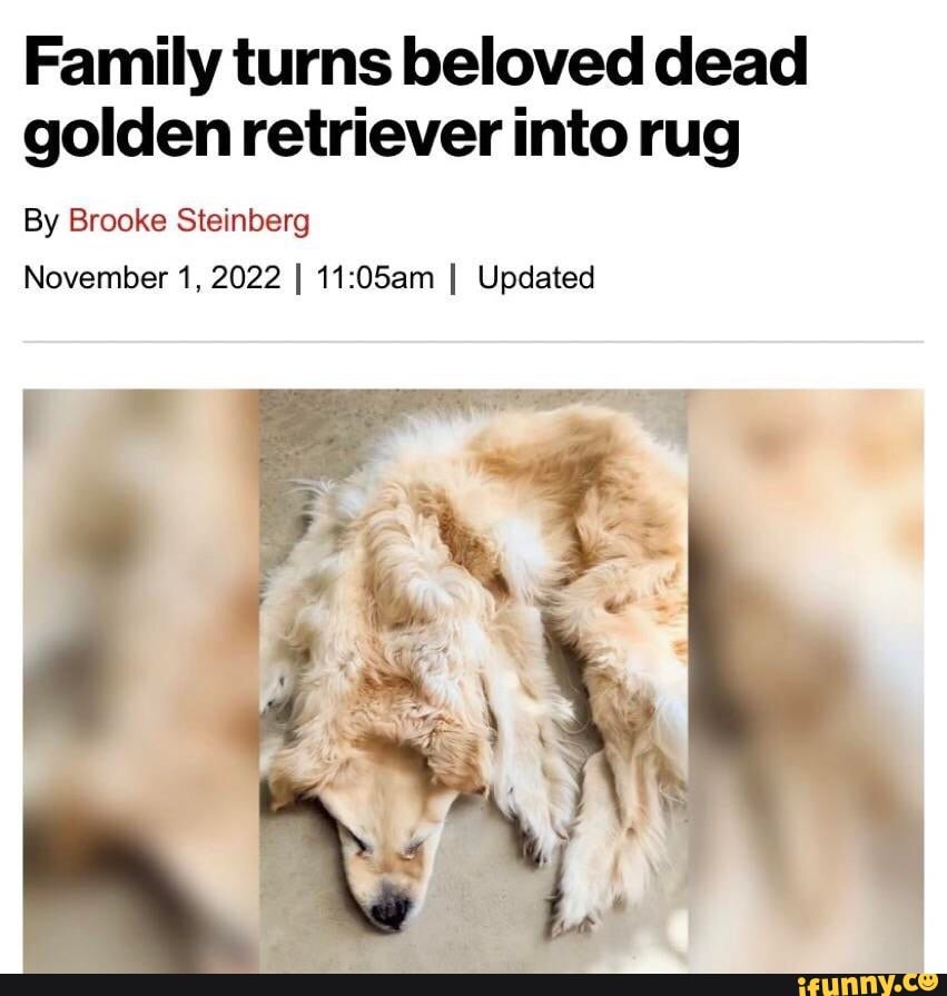 Family turns beloved dead golden retriever into rug