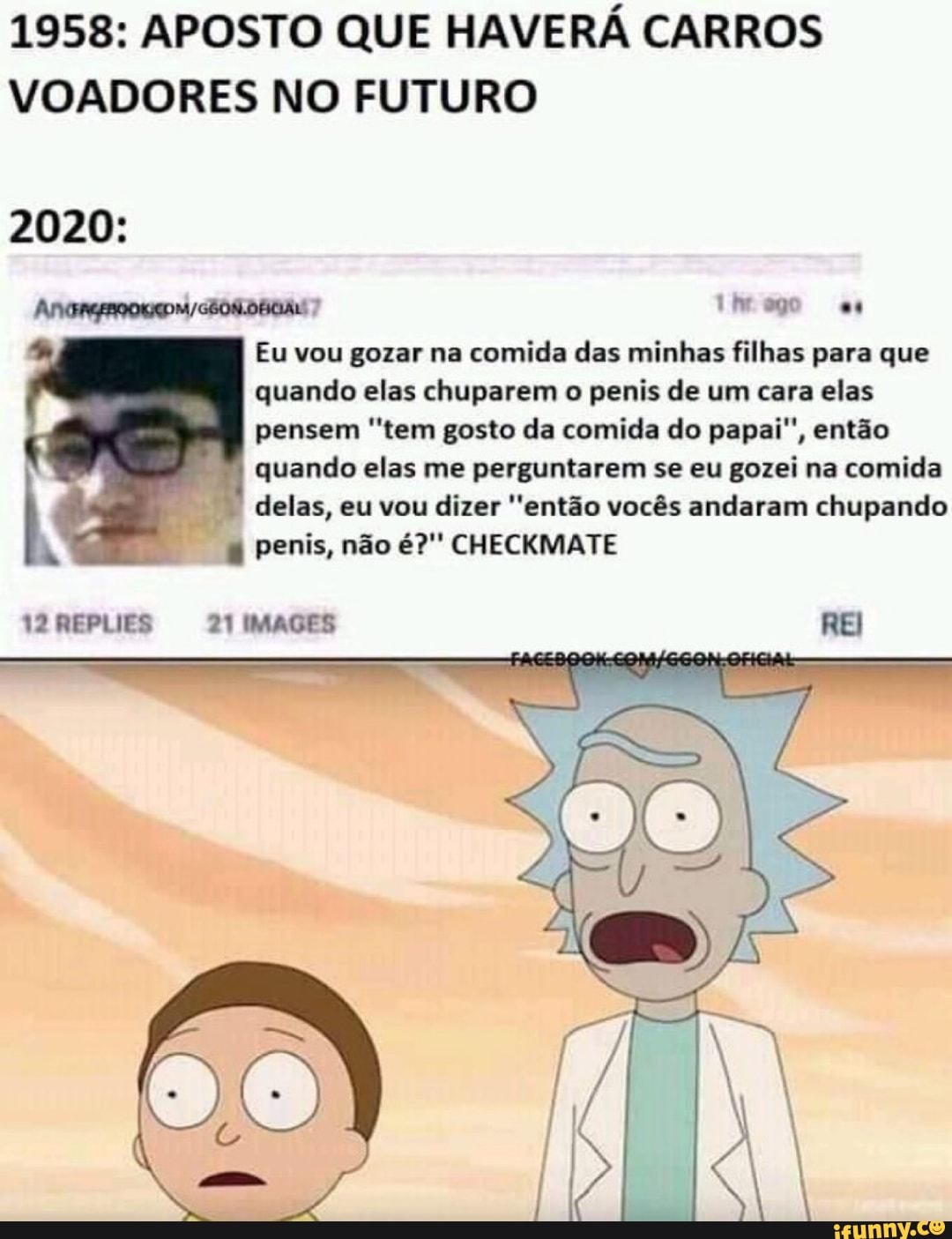 1958: APOSTO QUE HAVERÁ CARROS VOADORES NO FUTURO 2020: ago Eu vou gozar na  comida das