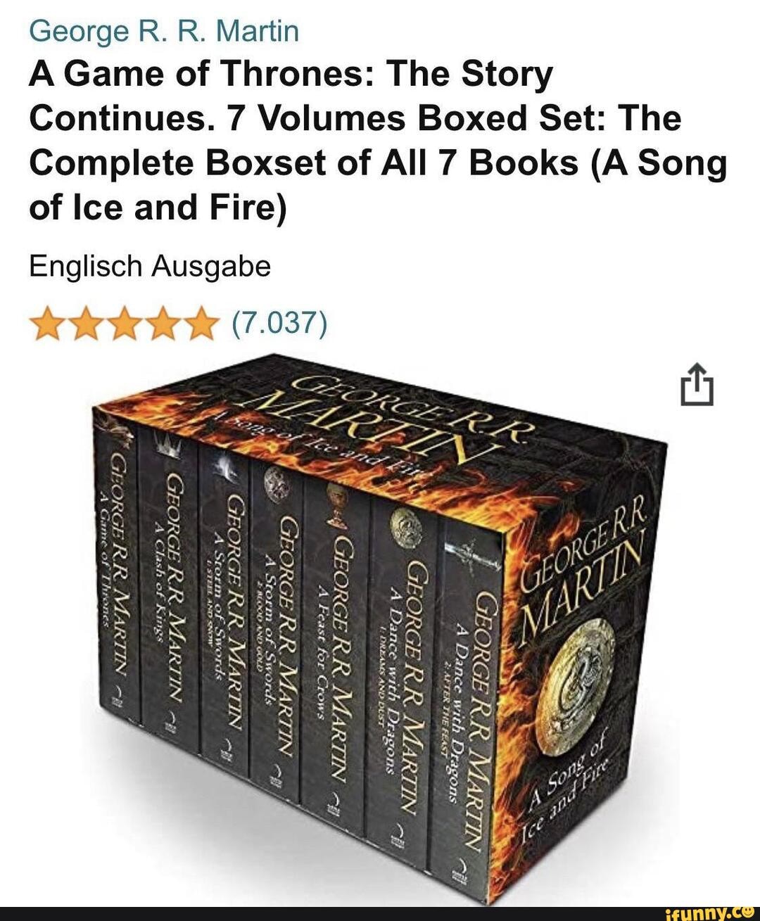 Game of Thrones : A Song of Ice and Fire 7 Books Box Set By George R R  Martin