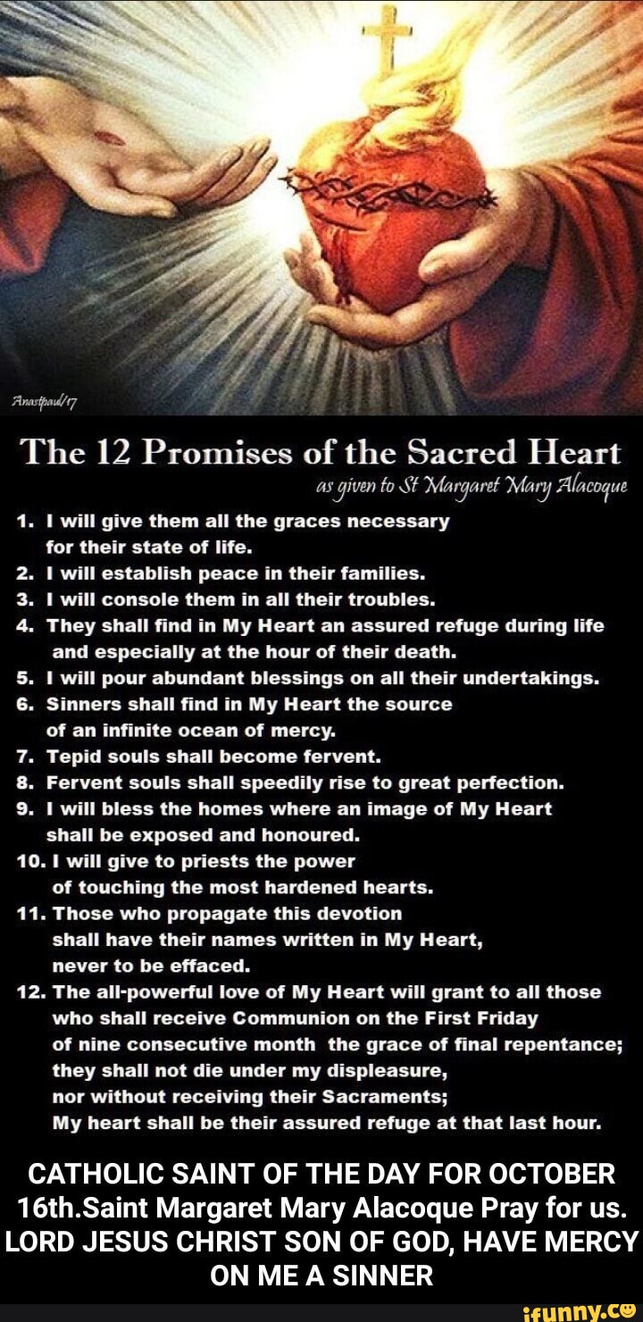 The 12 Promises of the Sacred Heart as given fo SE Margaret Mary ...