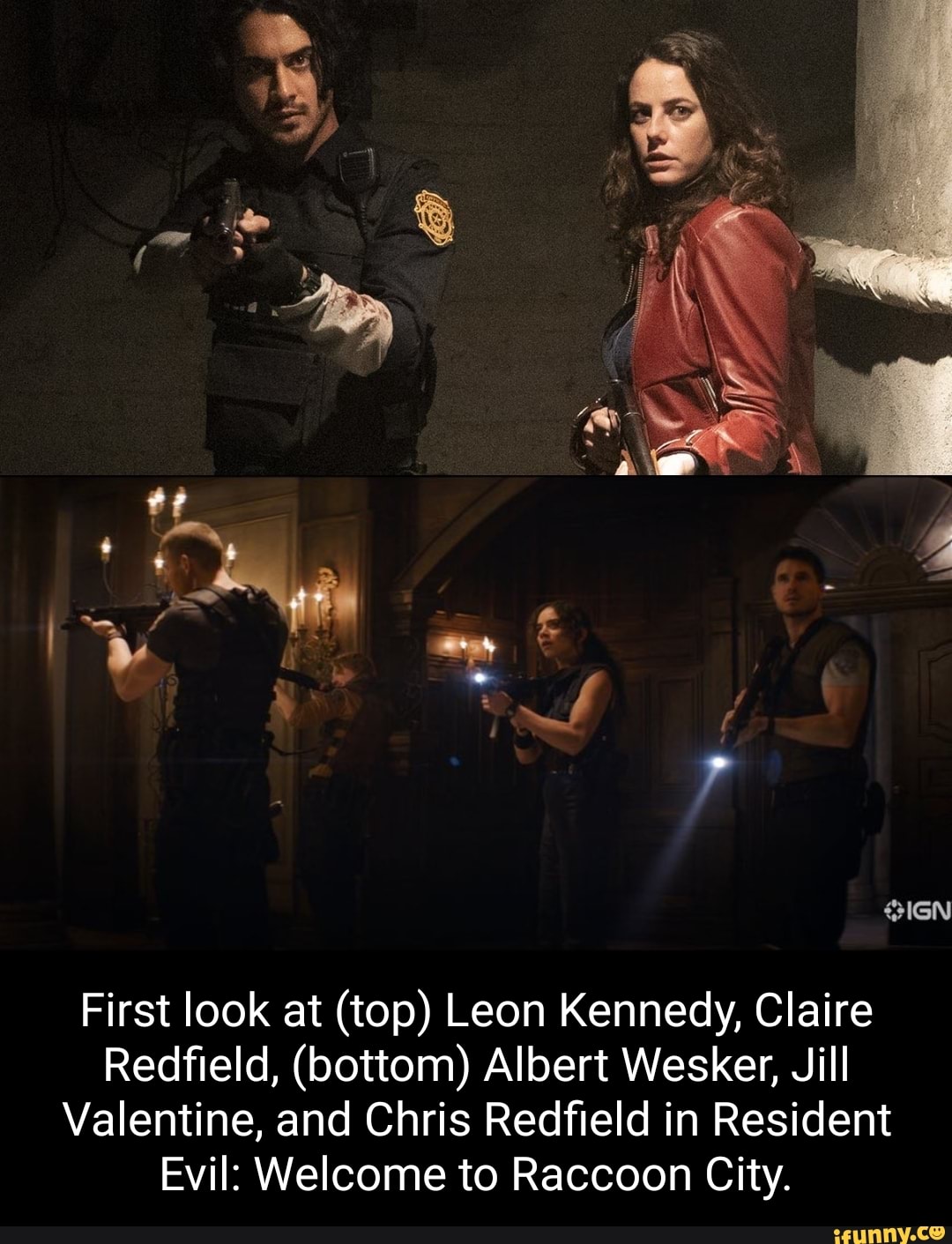 SIGN First look at (top) Leon Kennedy, Claire Redfield, (bottom) Albert  Wesker, Jill Valentine, and Chris Redfield in Resident Evil: Welcome to  Raccoon City. - iFunny Brazil