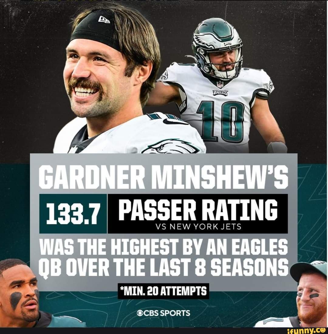 O I GARDNER MINSHEW'S 133,7 PASSER RATING WAS THE HIGHEST BY AN EAGLES