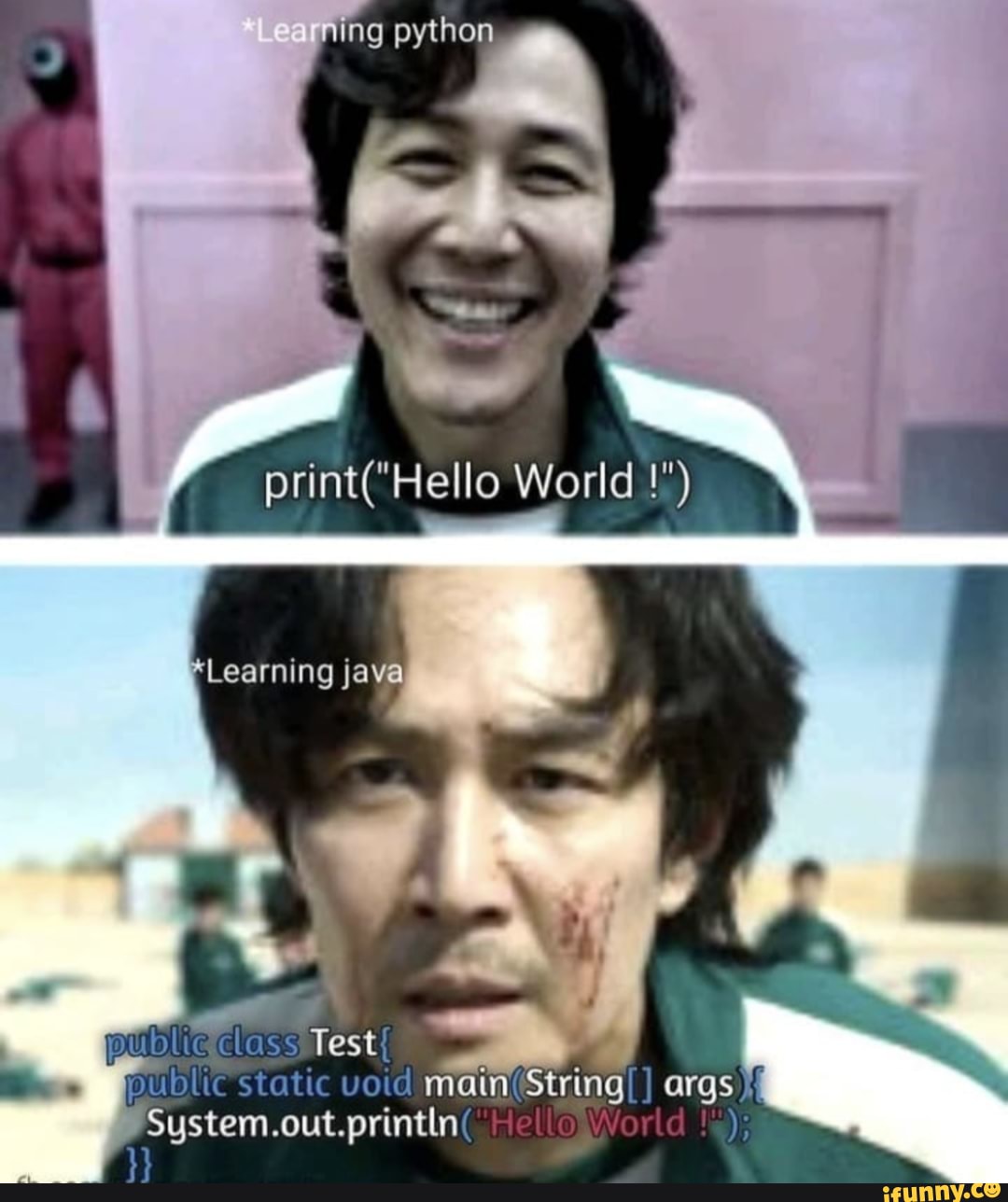 Ning python print (*Hello World *Learning java lass Test{ (public ...