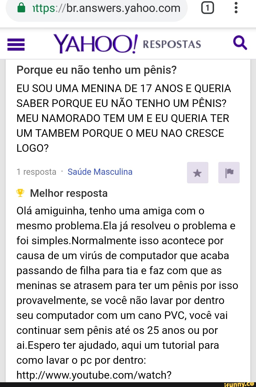 Q Porque eu nao tenho um pénis? EU SOU UMA MENINA DE 17 ANOS E QUERIA