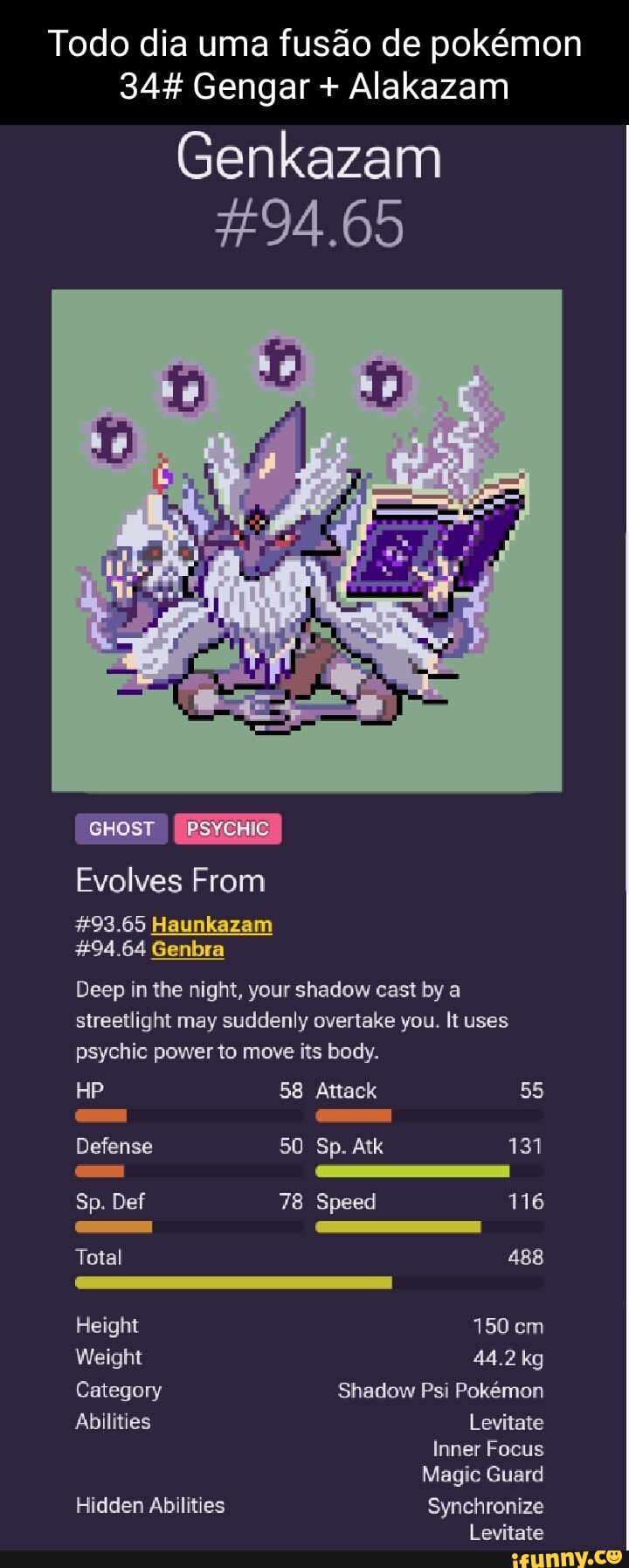Todo dia uma fusao de pokmon 34 Gengar + Alakazam Genkazam 94.65