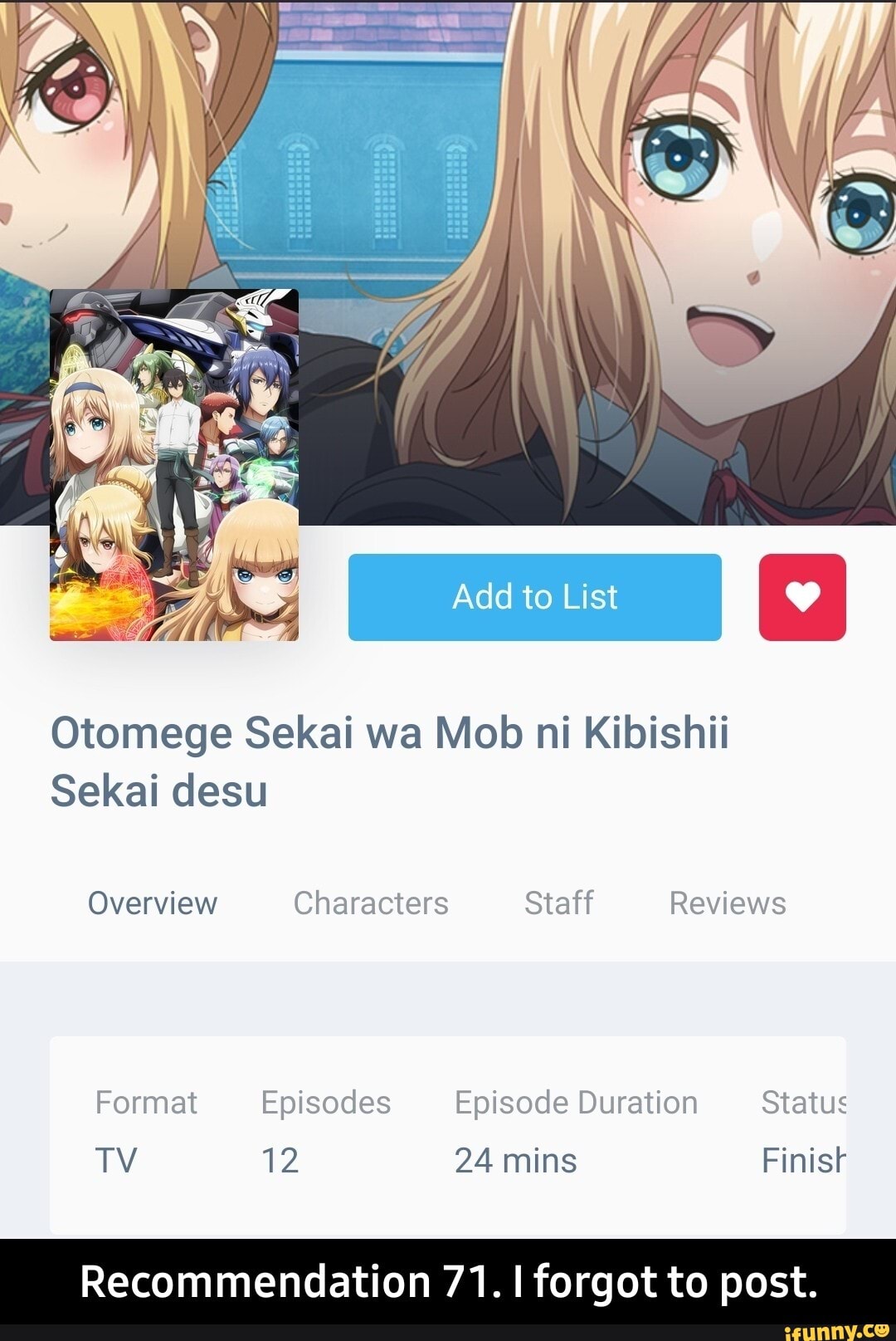 Otome Game Sekai wa Mob ni Kibishii Sekai desu - Episode 12