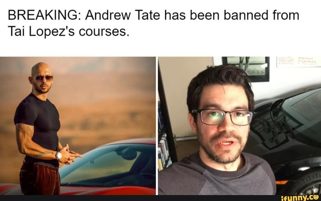 Major L - Steve Alvarez Brown SuperGT Andrew Tate has now officially been  banned from Gran Turismo 7 online multiplayer PM - 23 Aug 22 - Twitter for  Android - iFunny Brazil