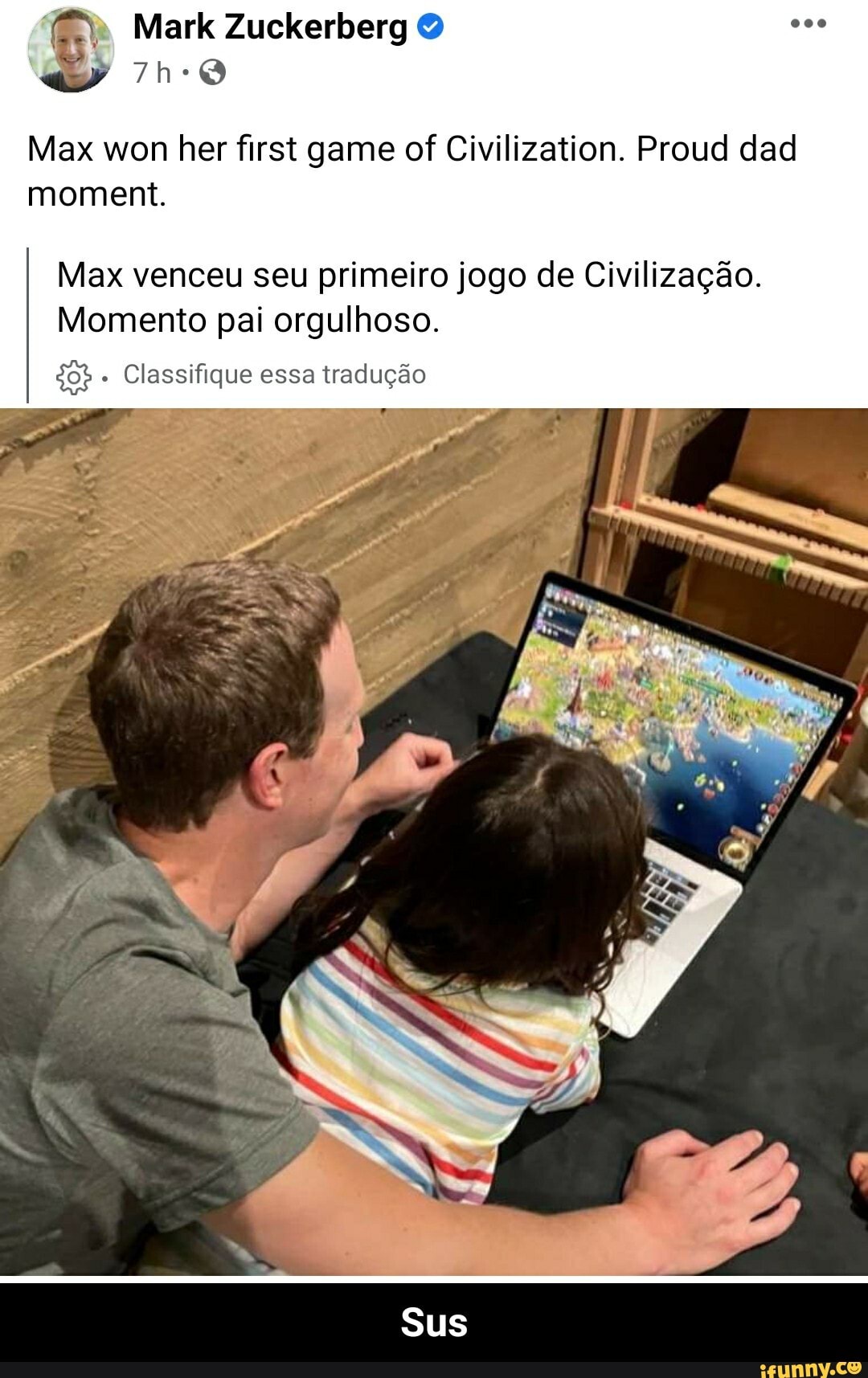 Mark Zuckerberg Max won her first game of Civilization. Proud dad
