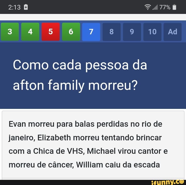 Ad FALASSE 12 E E CRIANÇA DE MORREU so Q ELE ERA FILHO DO AFTON Q FICOU