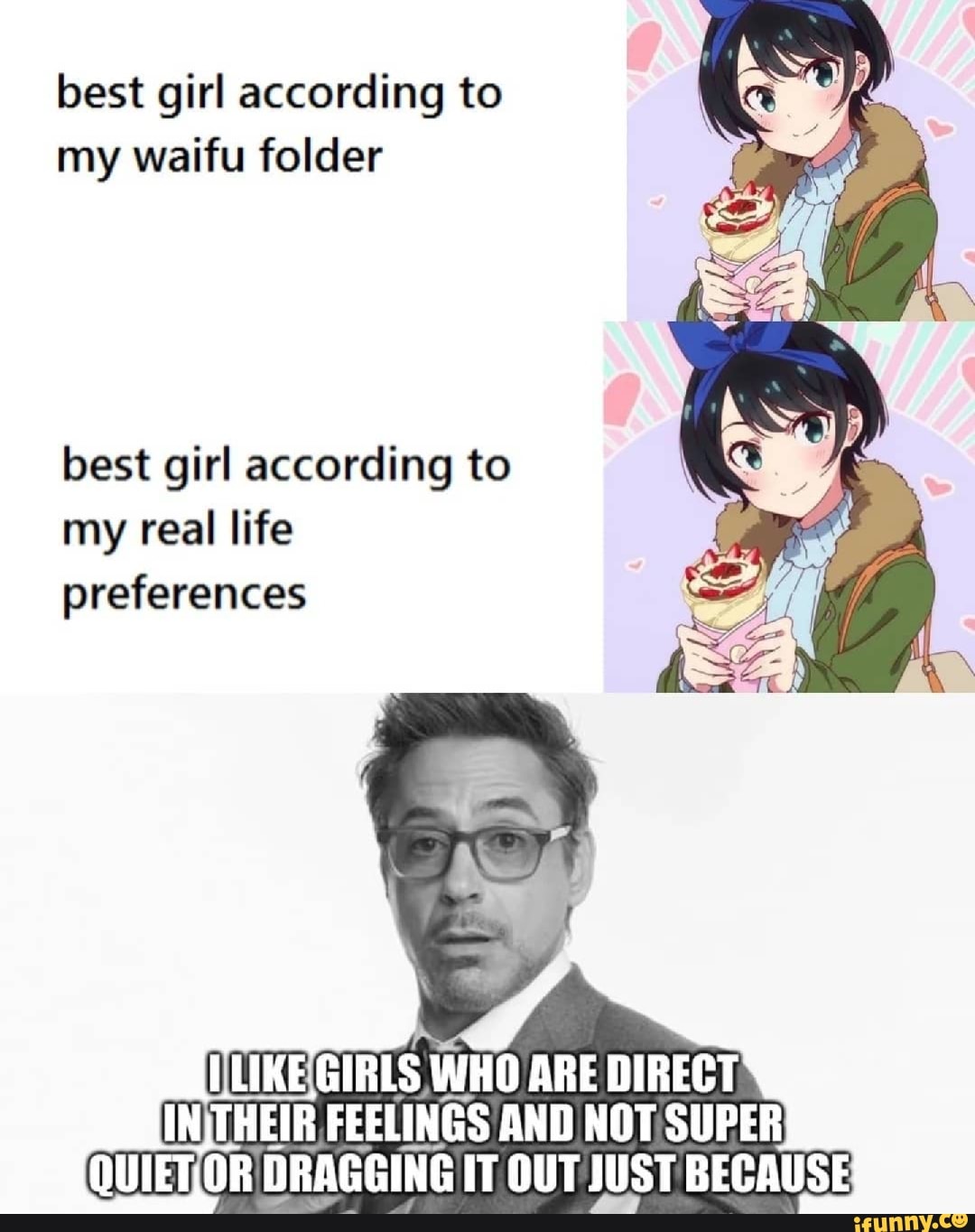 Best girl according to my waifu folder best girl according to my real life  preferences GIRLS WHO ARE DIRECT INITHEIR, FEELINGS AND NOT SUPER DRAGGING  IT OUT JUST BECAUSE - iFunny Brazil