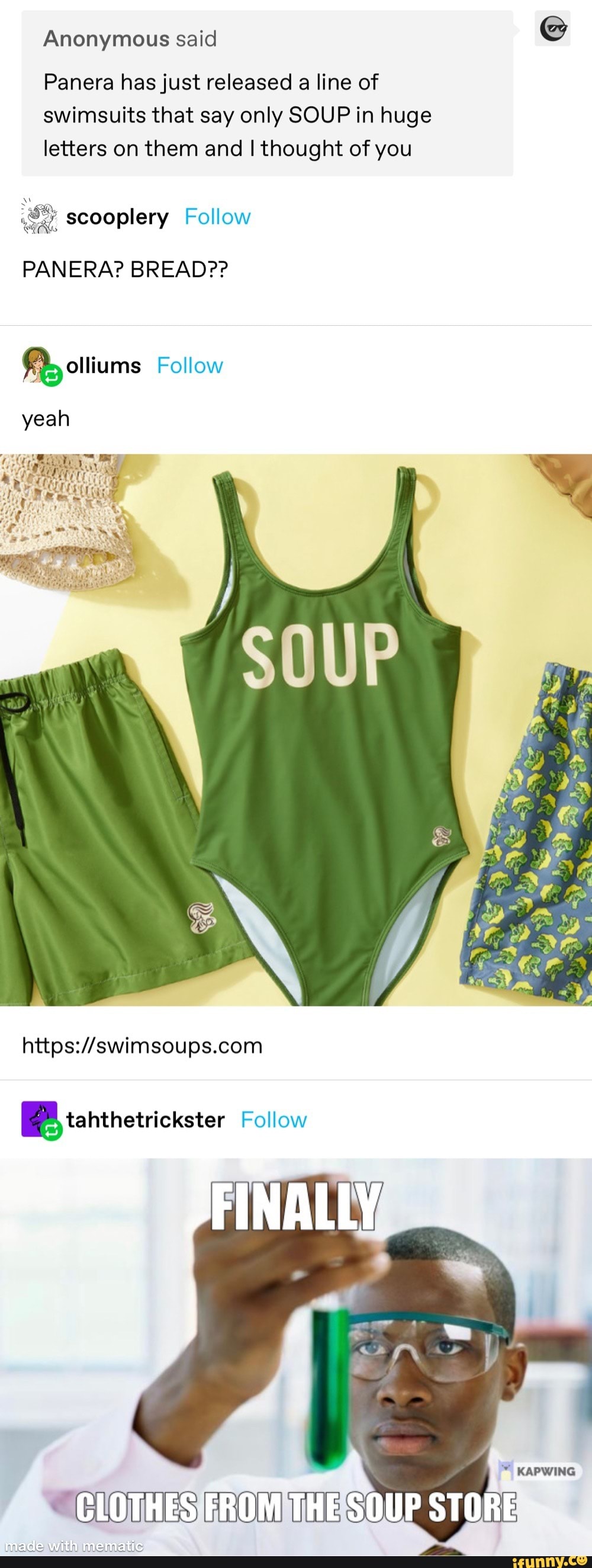 Anonymous said Panera has just released a line of swimsuits that