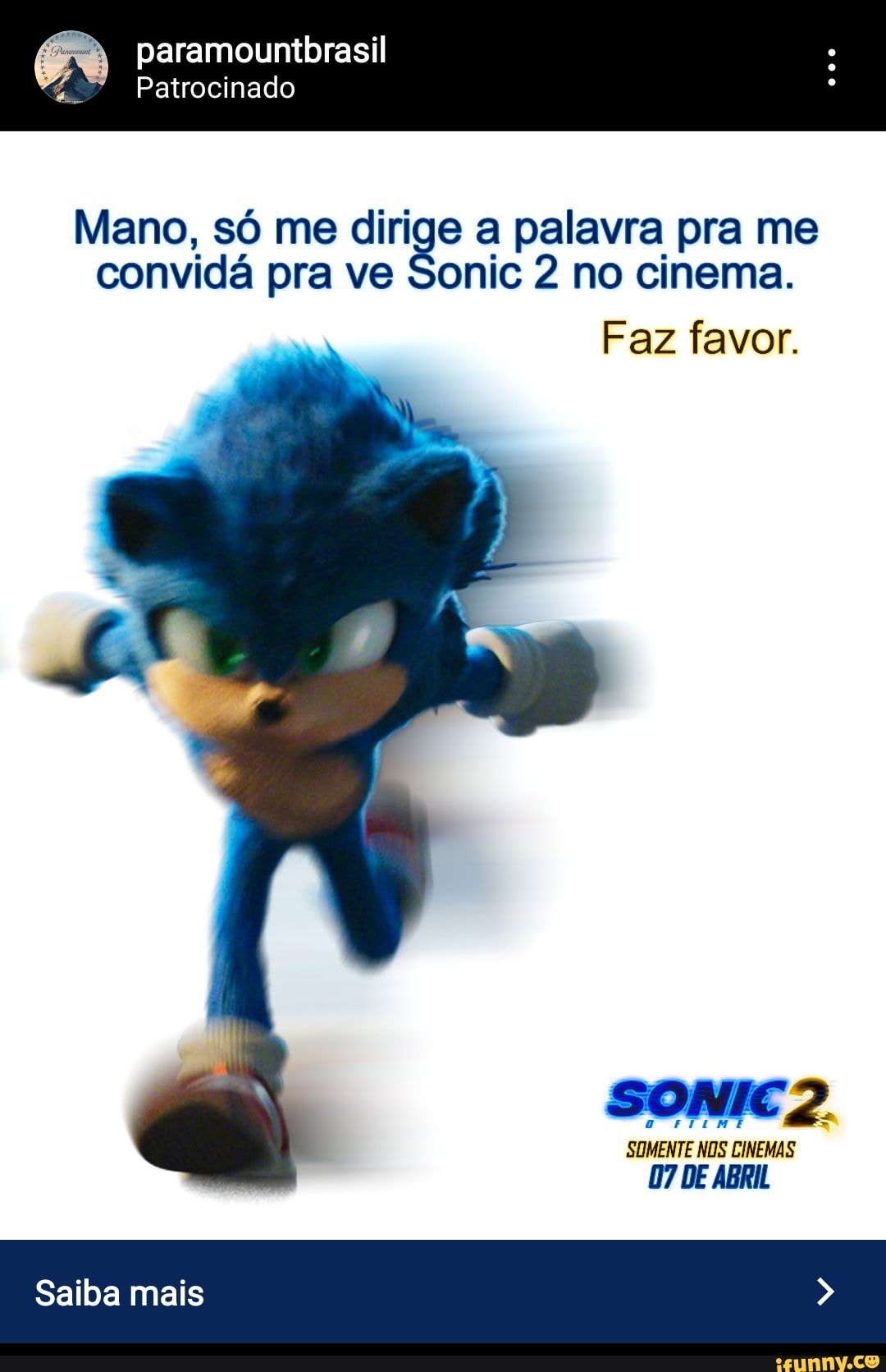 Br Sonic 2 massacra Morbius nas bilheterias RI - iFunny Brazil