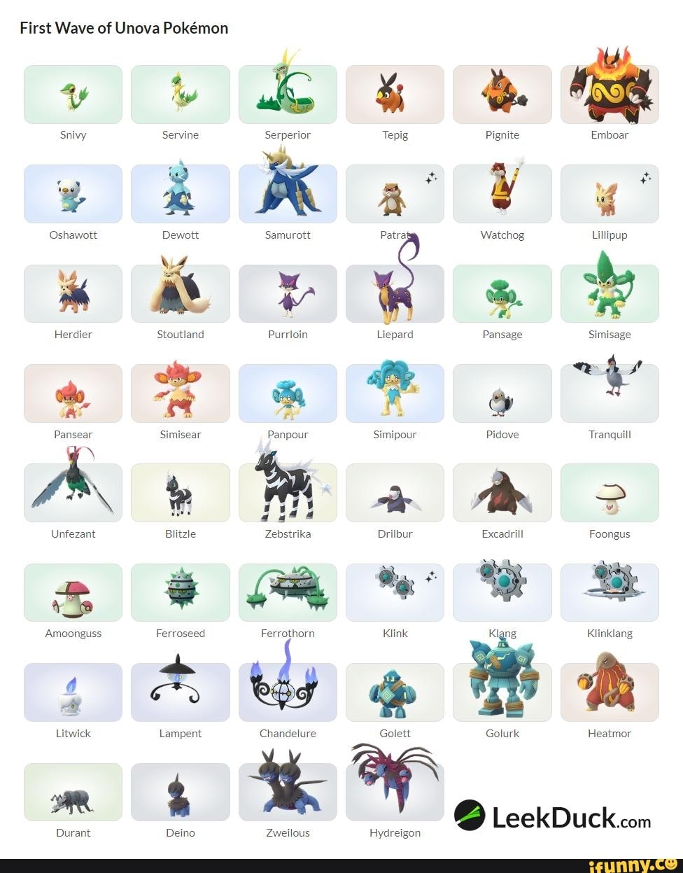 Leek Duck - Here's every Unova Pokémon that was added