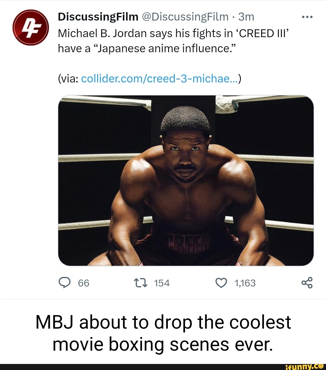 IGN - Michael B. Jordan told Total Film that he was inspired by anime with  Creed III: “With boxing anime like Hajime no Ippo, I really love the inner  dialogue of what's