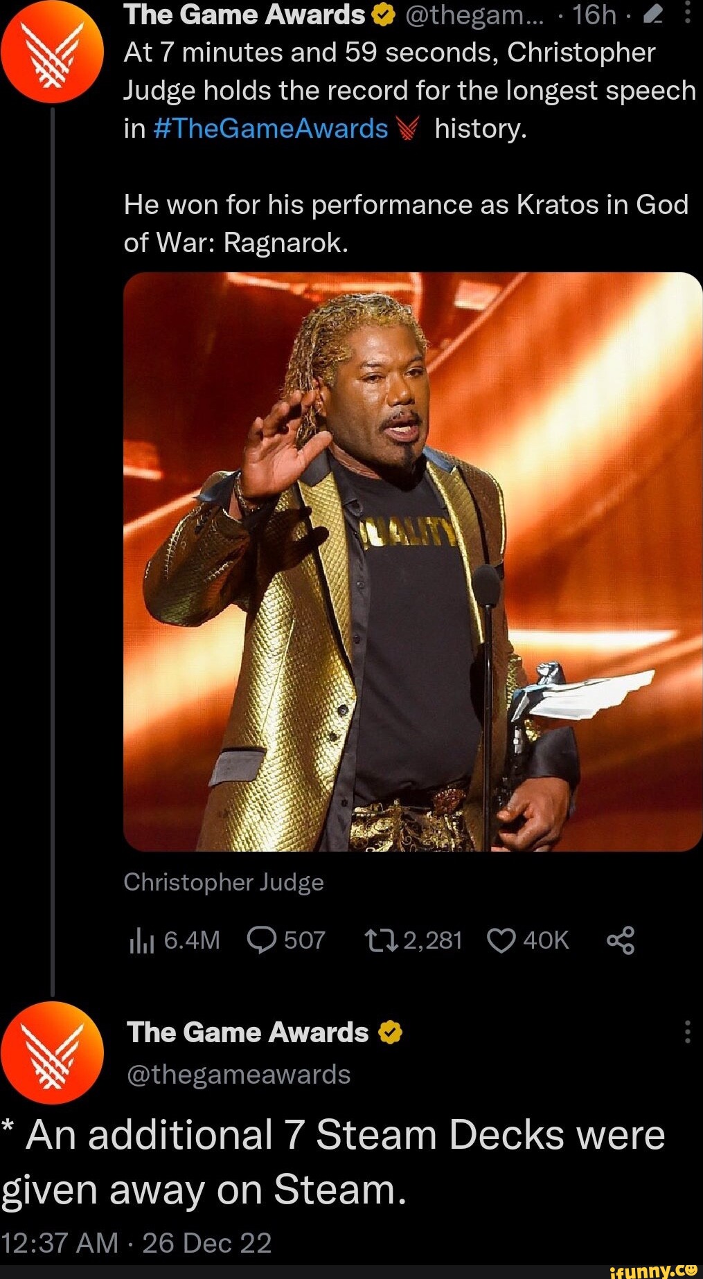 Christopher Judge Wins Best Performance At 2022 Game Awards