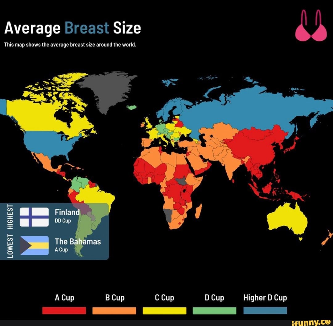 Average Breast Size This map shows the average breast size around