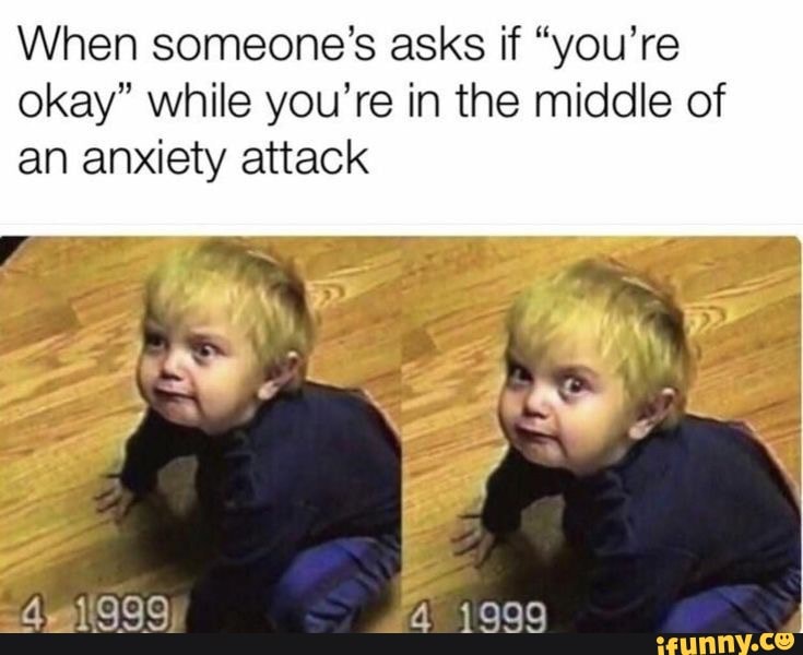 The anxiety of pretending to be okay. : r/anxietymemes