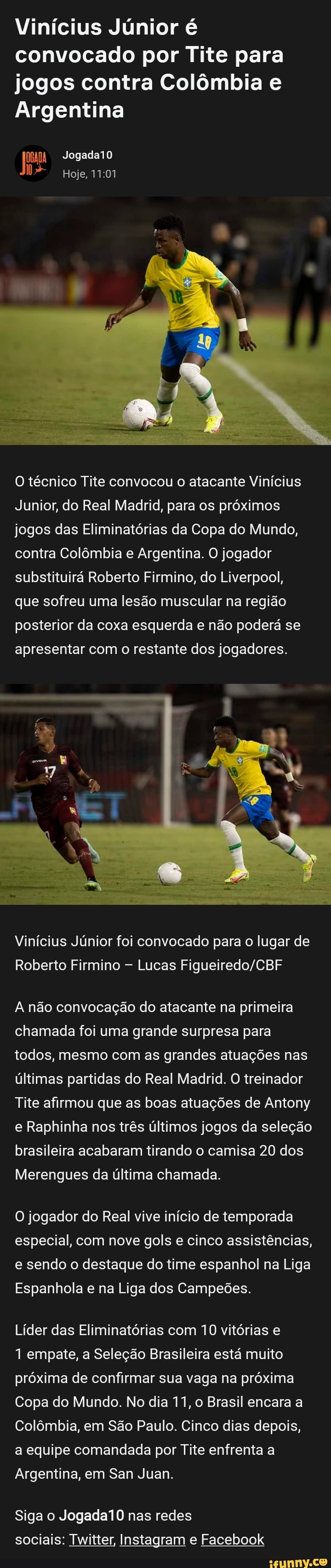 Vinícius Jr. na seleção brasileira: jogos, gols, convocações e