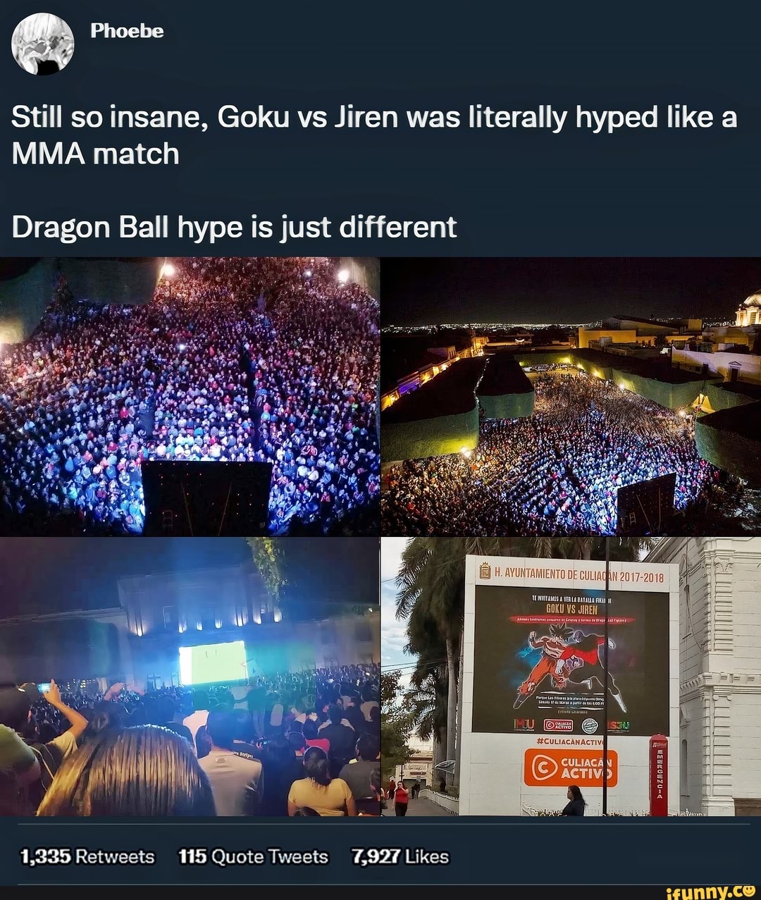 Phoebe Still so insane, Goku vs Jiren was literally hyped like a MMA match  Dragon Ball hype is just different (U VS - iFunny Brazil