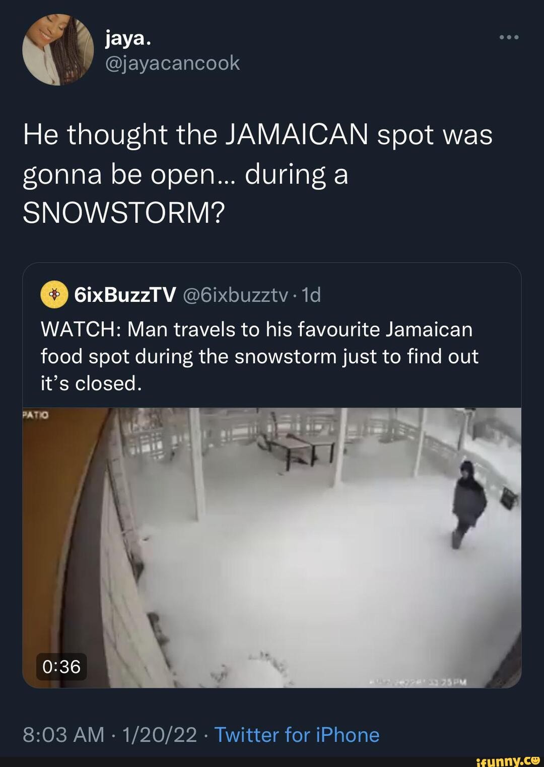 He Thought The JAMAICAN Spot Was Gonna Be Open... During A SNOWSTORM ...