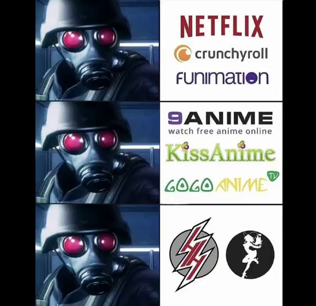 NETFLIX crunchyroll FUNIMATION SANIME watch free anime online KissAnime  GOGO ANIME - iFunny Brazil