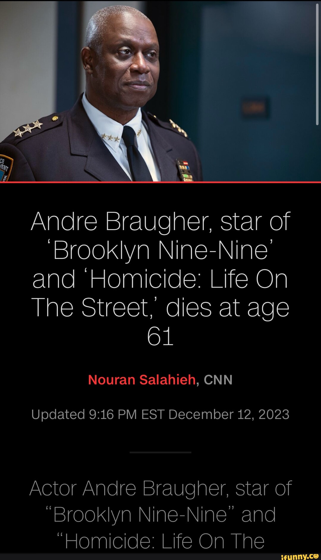 Andre Braugher, of 'Homicide' and 'Brooklyn Nine-Nine,' dies