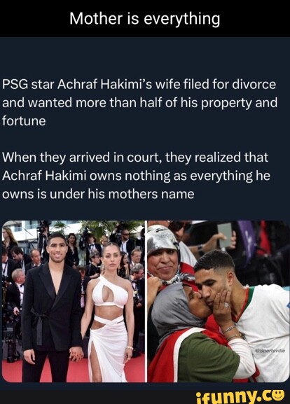 𝐑𝐞𝐚𝐥 𝐌𝐀𝐒𝐇 on X: So now that Achraf hakimi's wife has more asset  than Hakimi, are they going to give Hakimi 50% of her property?   / X